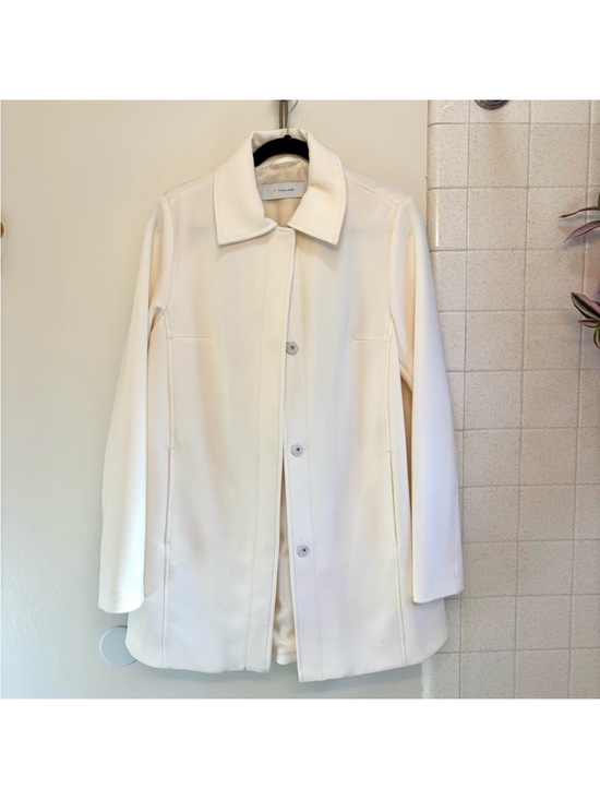 T Tahari Jackets & Blazers - Minimalist Scandi Coat Size Large A-Line Cream White Sophisticated Office Guest